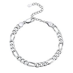 ChicSilver Silber Figaro Armband aus 925 Damen Armskette 3mm 16cm+5cm Armband für Mama von ChicSilver