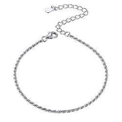 ChicSilver Silber Kordel Armband Damen 925 16cm Armskette Mädchen für Weihnachten Geburtstag von ChicSilver