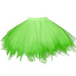 Karneval Damen 80er Grün Puffy Tüllrock Tütü Röcke Tüll Petticoat, Grün, S-L von ChicWind