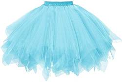 Karneval Damen 80er Hellblau Puffy Tüllrock Tütü Röcke Tüll Petticoat, Hellblau, XL/XXL/XXXL von ChicWind