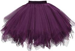 Karneval Damen 80er Puffy Tüllrock Tütü Röcke Tüll Petticoat, Tief Violett, XL/XXL/XXXL von ChicWind