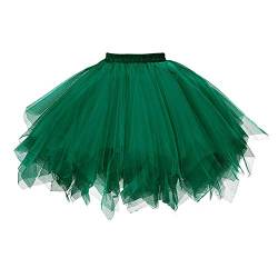 Karneval Damen 80er Schwärzlich Grün Puffy Tüllrock Tütü Röcke Tüll Petticoat(MEHRWEG) von ChicWind