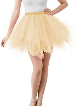 Karneval Damen 80er Übergröße Champagner Puffy Tüllrock Tütü Röcke Tüll Petticoat(MEHRWEG) von ChicWind