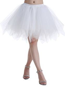 Karneval Damen 80er àœbergröße Puffy Tüllrock Tütü Röcke Tüll Petticoat(MEHRWEG), Weiß, XL/XXL/XXXL von ChicWind