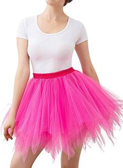 Karneval Damen 80er bergröße Puffy Tüllrock Tütü Röcke Tüll Petticoat(MEHRWEG), Rose, XL/XXL/XXXL von ChicWind