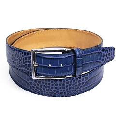 Chiccheria Brand Herren Gürtel/Ledergürtel/Echtes Kalbsleder, Made in Italy (Blau, 120) von Chiccheria Brand