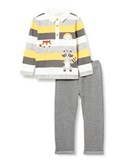 Chicco Baby-Jungen 2-teiliges Set Langarm Polo und Lange Hosen T-Shirt, Grau Und Gelb, 74 von Chicco