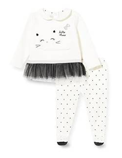 Chicco Baby-Mädchen 2-teiliges Set Lange T-Shirt und Hose aus elastischer Interlock-Baumwolle, Weiß/Schwarz, 50 von Chicco