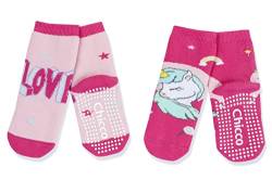 Chicco Set Socken Anti-Rutsch Stoppersocken, Socken Unisex Kinder, Rose, 2-3 jahre (pack of 2) von Chicco