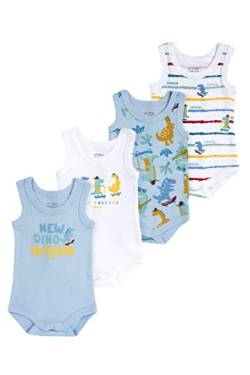 Chicco Set ärmellos Bodys aus Baumwolle, Body Baby - Unisex, Weiß/Hellblau, 0 monate (pack of 4) von Chicco