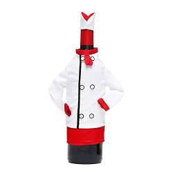 1 Set Weinflaschenabdeckung Tasche Mini Chef Kleidung Hut Knöpfe Spitze Weihnachtsflaschenhülle Wickel Weihnachtsküchen Restaurant Dekoration (Style A) von Chicmine