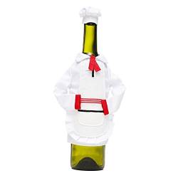 1 Set Weinflaschenabdeckung Tasche Mini Chef Kleidung Hut Knöpfe Spitze Weihnachtsflaschenhülle Wickel Weihnachtsküchen Restaurant Dekoration (Style B) von Chicmine