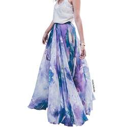 CHICWISH Damen Floral Aquarell Blume Maxi Floral Chiffon Slip Rock, Violett, M/L von Chicwish