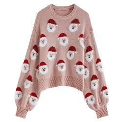 Chicwish CHICWISH Damen Schwarz/Grün/Rosa/Rot Fuzzy Santa Claus Knit Top, Pink, Small-Medium von Chicwish