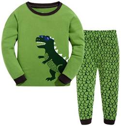 Childapjs “Dinosaurier” 2 Stücke Anzug der Schlafanzüge von Jungen und Mädchen mit 100% Baumwolle (2-12 Jahre alt)(Blaue Augen,116-7T) von Childapjs