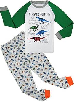Childapjs “Dinosaurier” 2 Stücke Anzug der Schlafanzüge von Jungen und Mädchen mit 100% Baumwolle (2-12 Jahre alt)(Grau,98-4T) von Childapjs