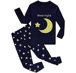 Childapjs “Raumfahrzeug” 2 Stücke Anzug der Schlafanzüge von Jungen und Mädchen mit 100% Baumwolle (2-12 Jahre alt)(Mond,122-8T) von Childapjs