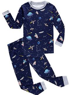 Childapjs “Raumfahrzeug” 2 Stücke Anzug der Schlafanzüge von Jungen und Mädchen mit 100% Baumwolle (2-12 Jahre alt)(Star,110-6T) von Childapjs