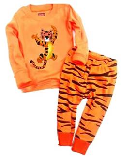 Childapjs “Raumfahrzeug”etc. 2 Stücke Anzug der Schlafanzüge von Jungen mit 100% Baumwolle (86-140)，Jungen Zweiteiliger Schlafanzug， Baumwolle Langarm Nachtwäsche ， Kinder Pyjama Sets(Tiger-2T-86) von Childapjs