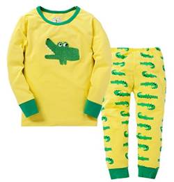 Childapjs “Tier” 2 Stücke Anzug der Schlafanzüge von Jungen und Mädchen mit 100% Baumwolle (2-12 Jahre alt)(Krokodil,116-7T) von Childapjs