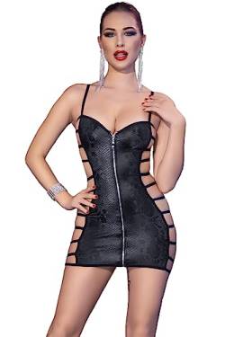 Chilirose Damen Dessous Gogo Minikleid schwarz mit Schlangenmuster und Cut-Outs inkl String knappes Kleid Größe: L von Chilirose