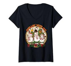 Damen Chillin' With My Snowmies Weihnachtsschneemänner T-Shirt mit V-Ausschnitt von Chillin' With My Snowmies