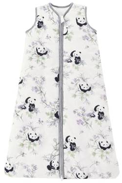Chilsuessy Schlafsack Baby 2.5 Tog Winterschlafsack Babyschlafsack aus reine Baumwolle Winter Schlafanzug ohne Ärmel 70-130cm für Neugeborene und Kinder, Bambuswald Panda, 110cm/Baby Höhe 100-120cm von Chilsuessy