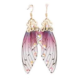 Chinget Lange Fee Zikade Flügel Baumeln Ohrringe Simulation Schmetterling Flügel Haken Ohrringe Schmuck Für Frauen Mädchen, Stil 4 von Chinget