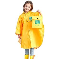 ChinyRoza Regenponcho Kinder Regencape Kinder Regenmantel Mädchen Jungen Faltbar mit Beutel, Gelb L/105-120cm von ChinyRoza