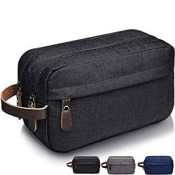 Herren Toilettentasche Reise Dopp Kits wasserdichte Rasiertasche mit Ledergriff Hygiene Rasierorganisator für Toilettenartikel mit Doppelfächern von Chirest