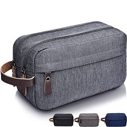 Herren Toilettentasche Reise Dopp Kits wasserdichte Rasiertasche mit Ledergriff Hygiene Rasierorganisator für Toilettenartikel mit Doppelfächern von Chirest