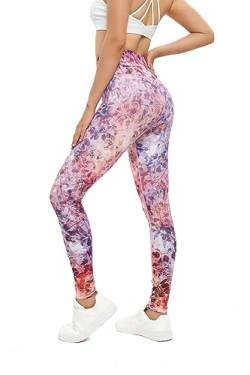 Chisportate Nachhaltige Yoga-Leggings mit hoher Taille, aktive Bauchkontrolle, superweiche Trainingshose für Frauen, Fitness, Laufen, Fitnessstudio, Yoga, Schmetterling Glanz, M von Chisportate