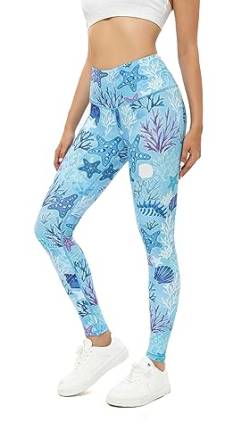 Chisportate Sustainale Yoga-Capri-Leggings mit hoher Taille und Taschen für Damen, Workout, Fitness, Laufhose, eng, ozeanblau, X-Groß von Chisportate