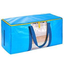 1 Stück 96L extra große Seesack leicht mit verbessertem Reißverschluss und sichtbarem Fenster, Reisetasche faltbar für Männer und Frauen, Nylon-Gepäcktasche, langlebig und wasserabweisend, himmelblau von Chiusuet