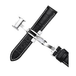 Chlikeyi Armband Leder 13-22mm, Schwarz-Weiss, 15mm von Chlikeyi