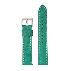 Chlikeyi Armband aus echtem Leder, Schnellverschluss, 18-22mm, Grün Weiß, 18mm von Chlikeyi