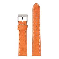 Chlikeyi Armband aus echtem Leder, Schnellverschluss, 18-22mm, Orangeweiß, 20mm von Chlikeyi