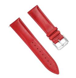 Chlikeyi Armband aus echtem Leder, doppelseitiges, wasserdichtes Rindsleder-Uhrenarmband, Rot, 21 mm von Chlikeyi