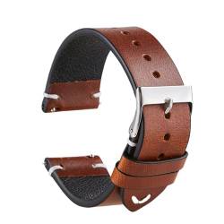 Chlikeyi Uhrenarmband Retro-Armband aus rotbraunem Leder mit Schnellverschluss aus Kalbsleder, 18-22mm, Braun, 18mm von Chlikeyi