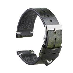 Chlikeyi Uhrenarmband Retro-Armband aus rotbraunem Leder mit Schnellverschluss aus Kalbsleder, 18-22mm, Grün, 18mm von Chlikeyi