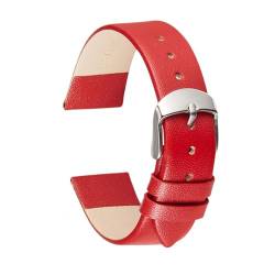 Chlikeyi Uhrenarmband aus Leder, 14-22mm, dünne, glatte Gürtelarmbänder, weiches, bequemes Leder, Rot, 22mm von Chlikeyi