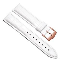 Chlikeyi Uhrenarmband aus echtem Leder, modisches Universal-Lederarmband für Damen, Weißes Roségold, 20 mm von Chlikeyi