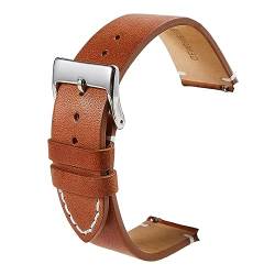 Chlikeyi Weiches, lässiges Echtleder-Armband, 16-24mm, Schnellverschluss-Armband für Uhren, Hellbraun, 22 mm von Chlikeyi