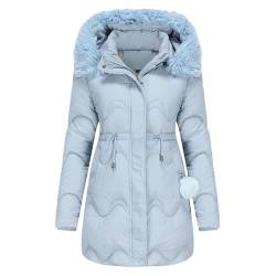 Chnnamzu Damen Jacke Winterjacke mit Kapuze - Winterjacke Lang Damen Dicke Gefüttert Warm Winter Jacke Kapuze Abnehmbar von Chnnamzu