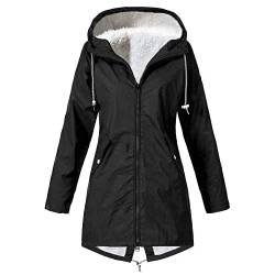 Chnnamzu Damen Winddichte Fleece Winterjacke mit Kapuze - Winterjacke Damen Lang Dicke Gefüttert Warm Winter Jacke von Chnnamzu