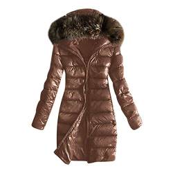 Chnnamzu Daunenmantel Damen Glänzend - Puffer Jacke Damen Winter Mantel Warm Daunenjacke Damen Leicht Steppjacke Kapuzenjacke Wintermantel mit Kapuze Und Reißverschlüsse von Chnnamzu