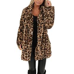 Chnnamzu Warme Winterjacke Damen Lang - Fleece Parka Jacke Mantel Frauen Leopard Dot Pelzmantel Jacke Plus GrößE Warmes Muster Weiches Fleece Faux Winter von Chnnamzu