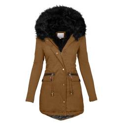 Chnnamzu Winterjacke Damen Warm - Damen Winter Jacke mit Kapuze Verdicken Gefüttert Warm Jacke Parka Mantel Puffer mit ReißVerschlüSse Und Knöpfe von Chnnamzu