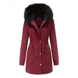 Chnnamzu Winterjacke Damen Warm - Damen Winter Jacke mit Kapuze Verdicken Gefüttert Warm Jacke Parka Mantel Puffer mit ReißVerschlüSse Und Knöpfe von Chnnamzu