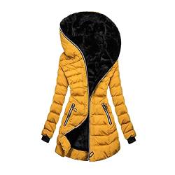 Chnnamzu Wintermantel Damen Warm - Damen Lang Winterjacke mit Kapuze - Winter Jacke Mantel Sherpa Fleece Fleecejacke Pufferjacken Gefüttert Teddy Oberbekleidung mit Tasche Reißverschluss von Chnnamzu